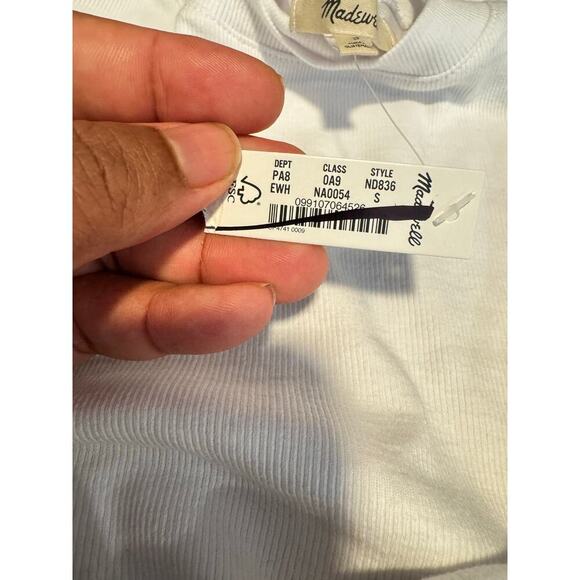 Madewell Cotton RIbbed Basic White Tee Shirt SIZE S - Picture 3 of 7